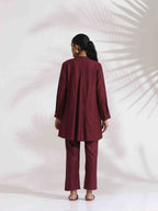 trueBrowns Maroon Dobby Co-ord Set | Grocsy