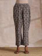 trueBrowns Clay Dabu Geometric Print Cotton Angrakha Kurta Pant Set | Grocsy