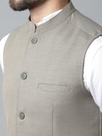Even Apparels Men's Cream Nehru Jacket With Welt Pockets | Grocsy