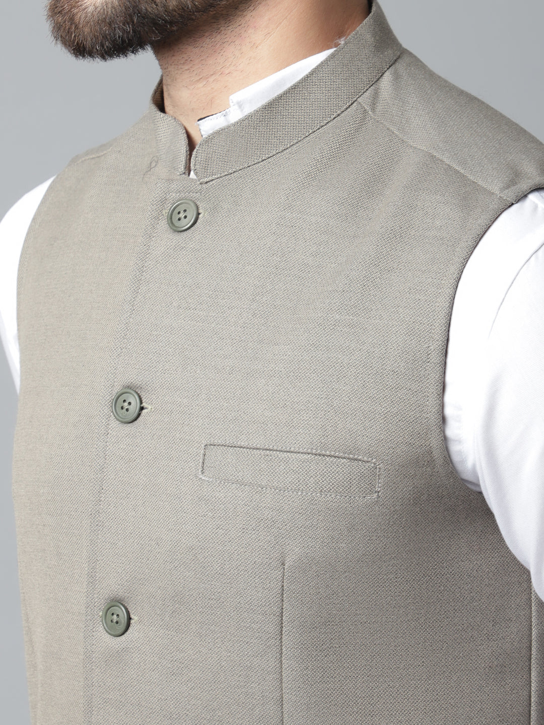 Even Apparels Men's Cream Nehru Jacket With Welt Pockets | Grocsy
