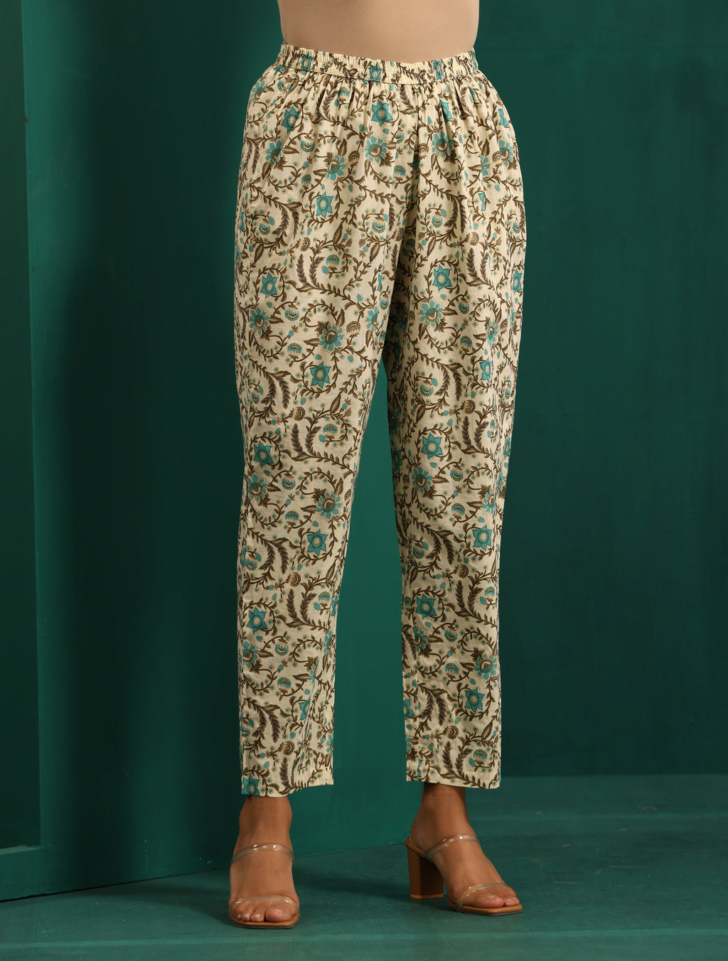 trueBrowns Teal Floral Cotton Printed Short Co-ord Set | Grocsy