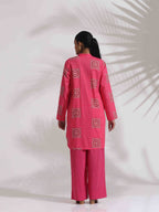 trueBrowns Pink Cotton Print Kurta Co-ord Set | Grocsy