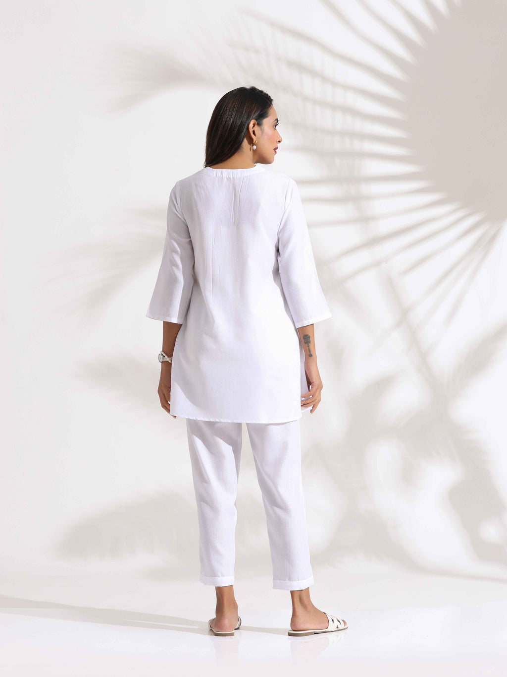 trueBrowns White Slub Co-ord Set | Grocsy