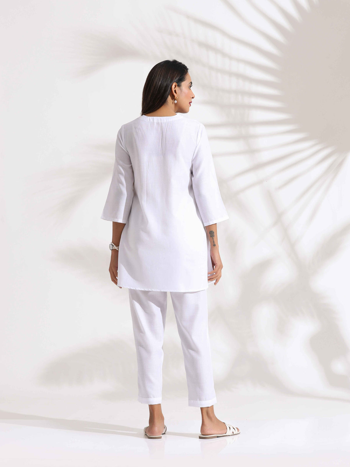 trueBrowns White Slub Co-ord Set | Grocsy