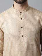 Even Apparels Pure Cotton Kurta With Band Collar - Beige | Grocsy