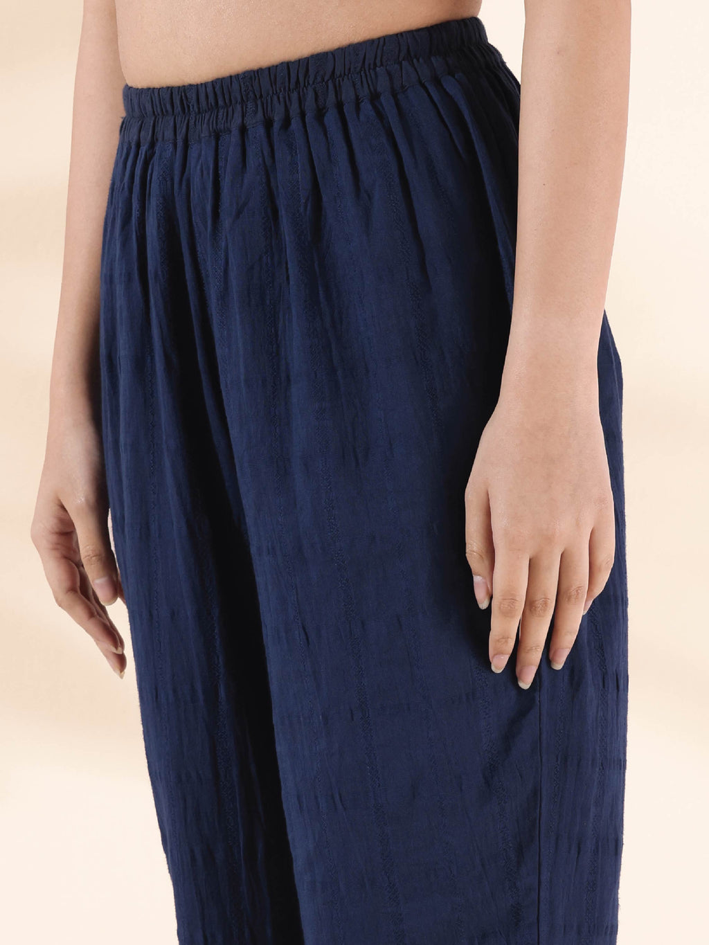trueBrowns Blue Cotton Dobby Relaxed Co-ord Set | Grocsy