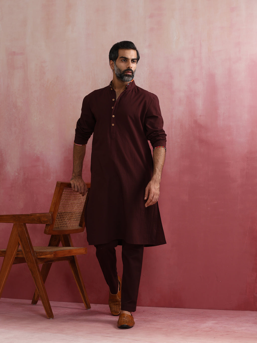 trueBrowns Men's Cola Mandarin Collar Kurta | Grocsy
