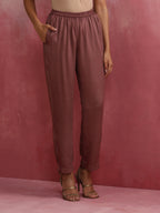 trueBrowns Red Modal Straight Fit Kurta Set | Grocsy