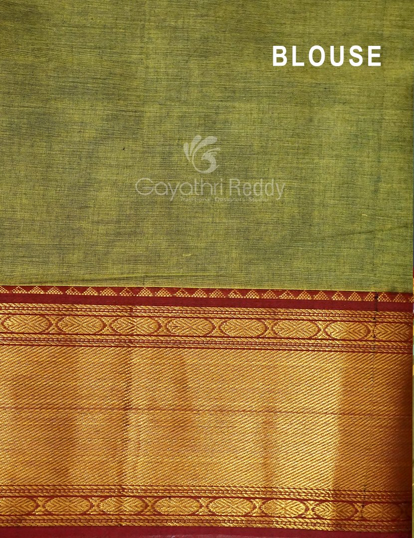 Kalanetha Green Leaf Coloured Pure Narayanpet Cotton Saree By Gayathri Reddy Designer Studio | Grocsy