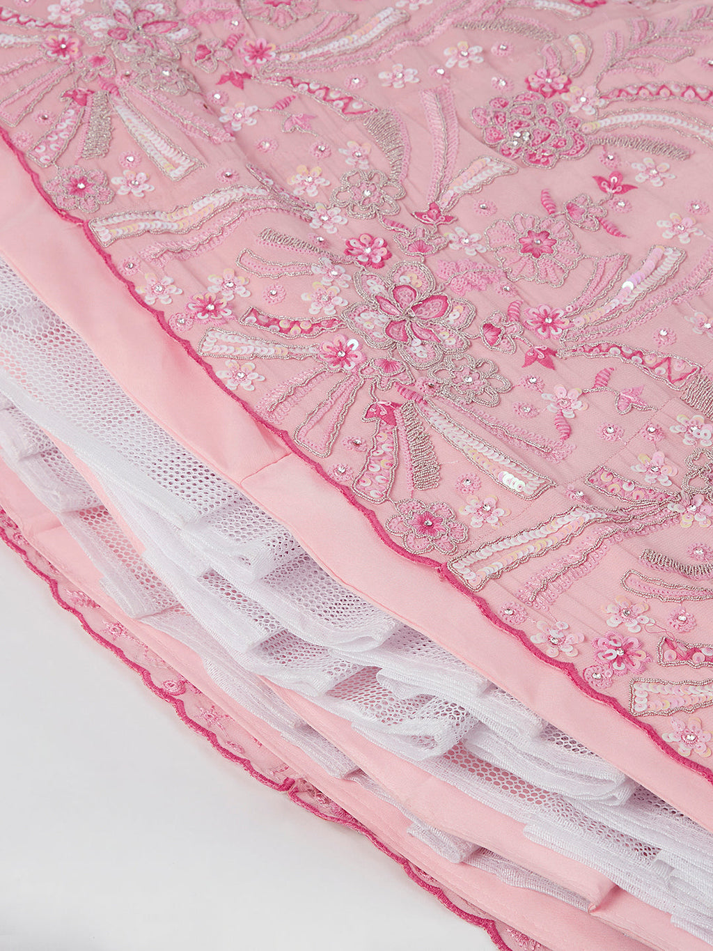 House of Panchhi Pink Georgette Sequins And Thread Embroidery Lehenga Choli & Dupatta | Grocsy