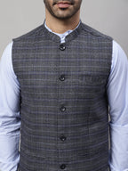 Even Apparels Men's Grey Nehru Jacket With Welt Pockets | Grocsy