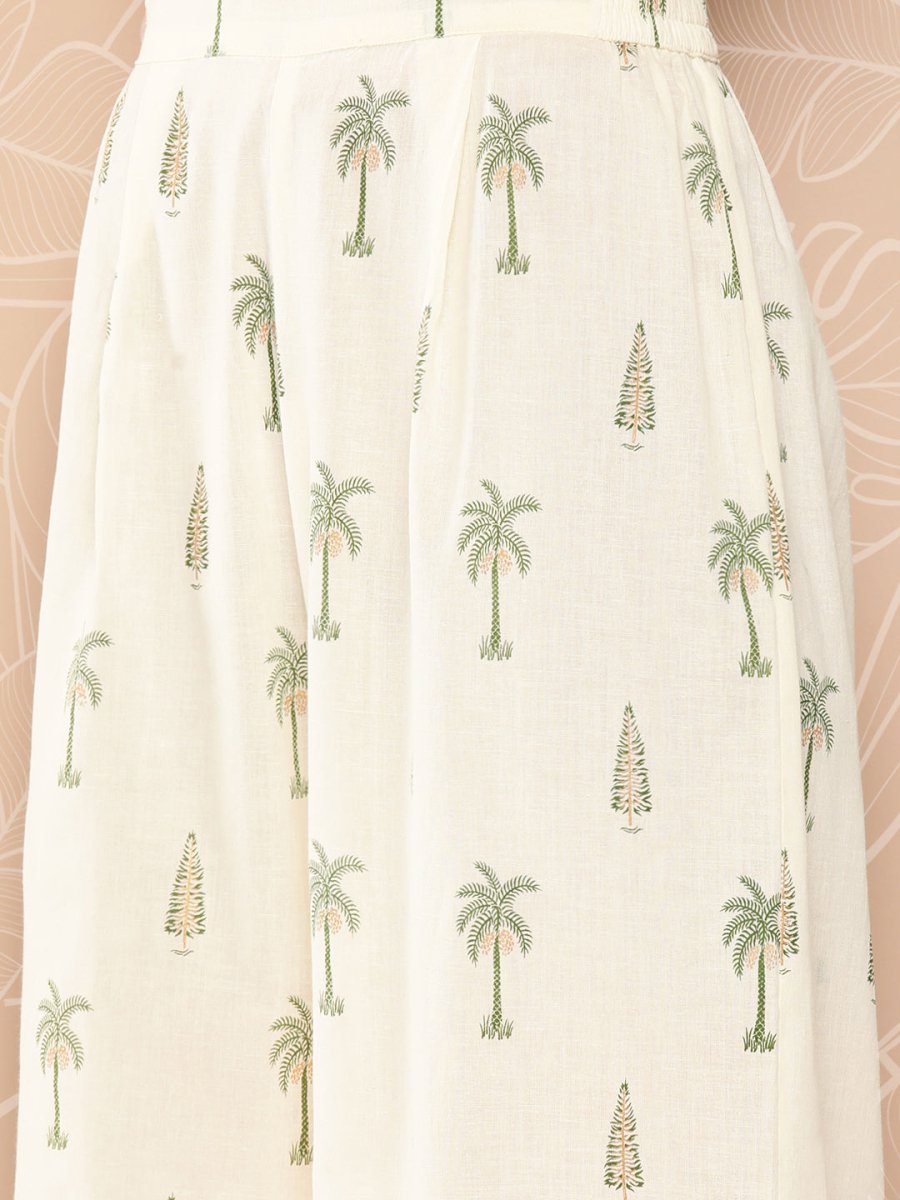 Ahalyaa Printed Cotton Tunic with Palazzos | Grocsy
