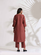 trueBrowns Pink Slub Kurta Set | Grocsy