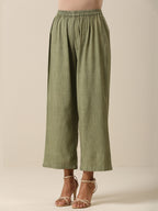trueBrowns Sage Slub Texture Angrakha Pant Set | Relove | Grocsy