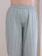 trueBrowns Eggshell Blue Dobby Neck Pleat Kurta Pant Set | Grocsy