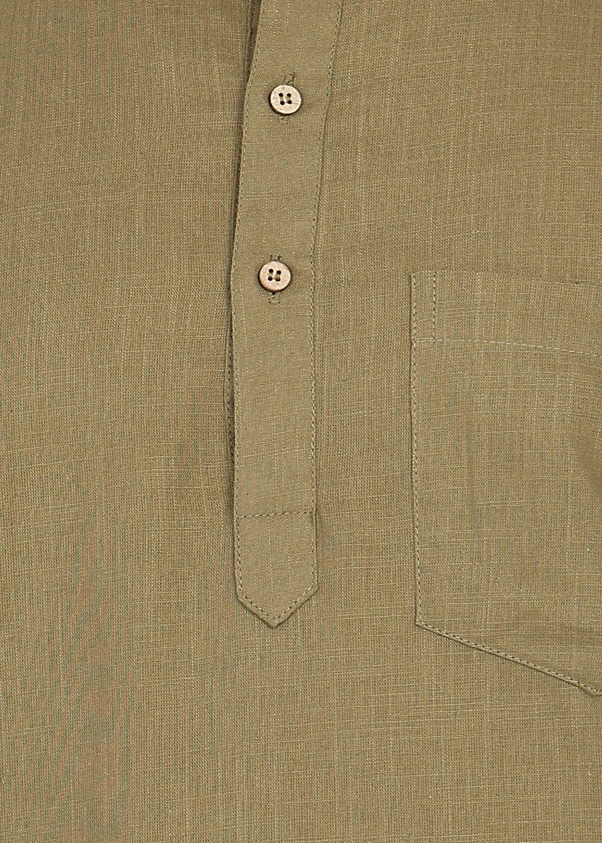 Fabmade Olive Dune Linen Short Kurta Co-Ord Set | Grocsy