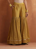 trueBrowns Gold Tissue Sharara Dupatta Set | Grocsy