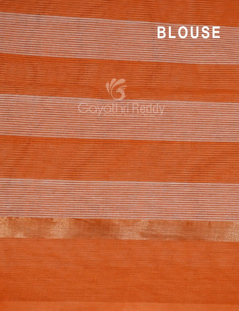 Cream And Orange Colored With Checks Pure Mangalgiri Cotton Saree By Gayathri Reddy Designer Studio | Grocsy