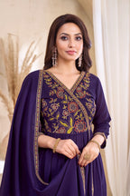 Anaita Purple Anarkali Readymade Suit with Embroidery Work | Grocsy