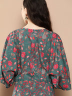 Ahalyaa Printed Basic Jumpsuit with Lace Inserts | Grocsy