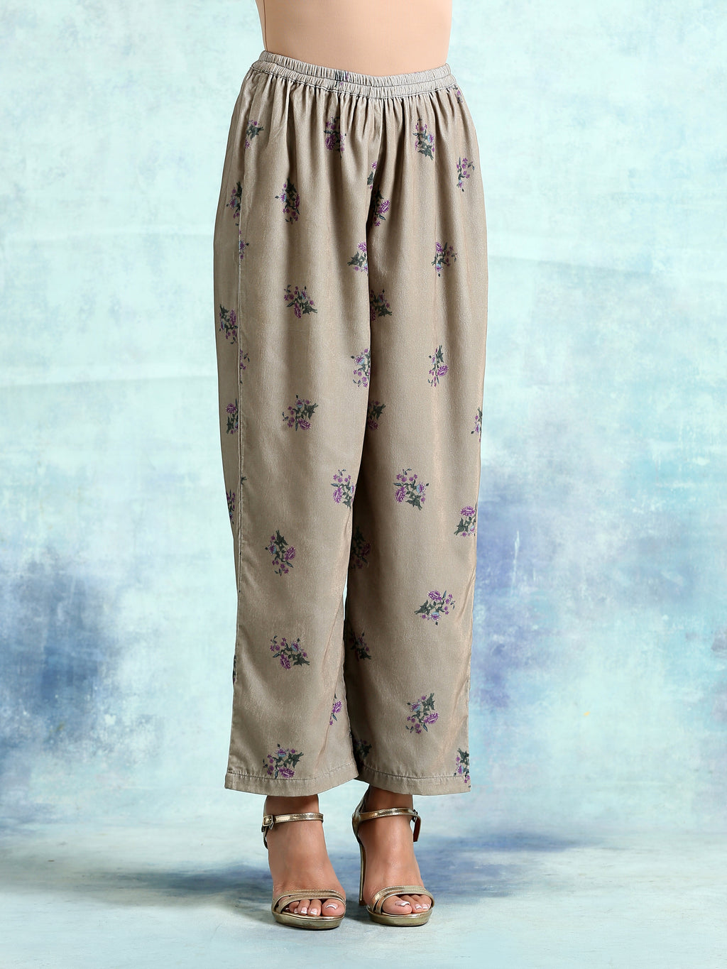 trueBrowns Sage Printed Velvet Co-Ord Set | Grocsy
