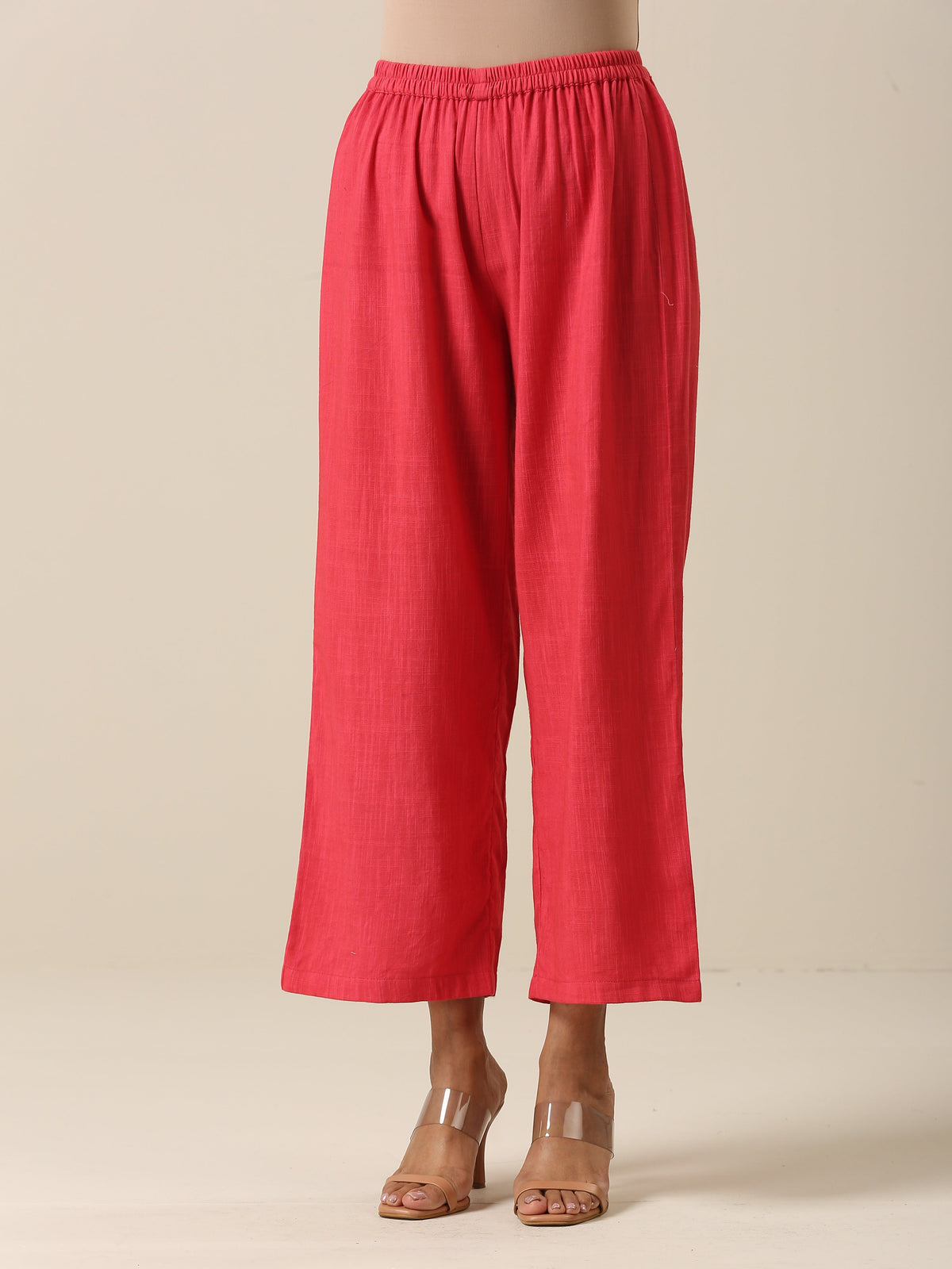 trueBrowns Bright Pink Slub Texture Angrakha Pant Set | Grocsy
