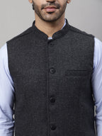 Even Apparels Men's Grey Pure Wool Nehru Jacket | Grocsy