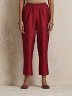 trueBrowns Red Silk Kurta Set | Grocsy
