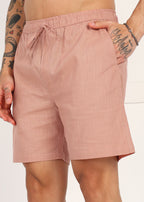 Fabmade Men’S Peach Linen Shorts | Grocsy