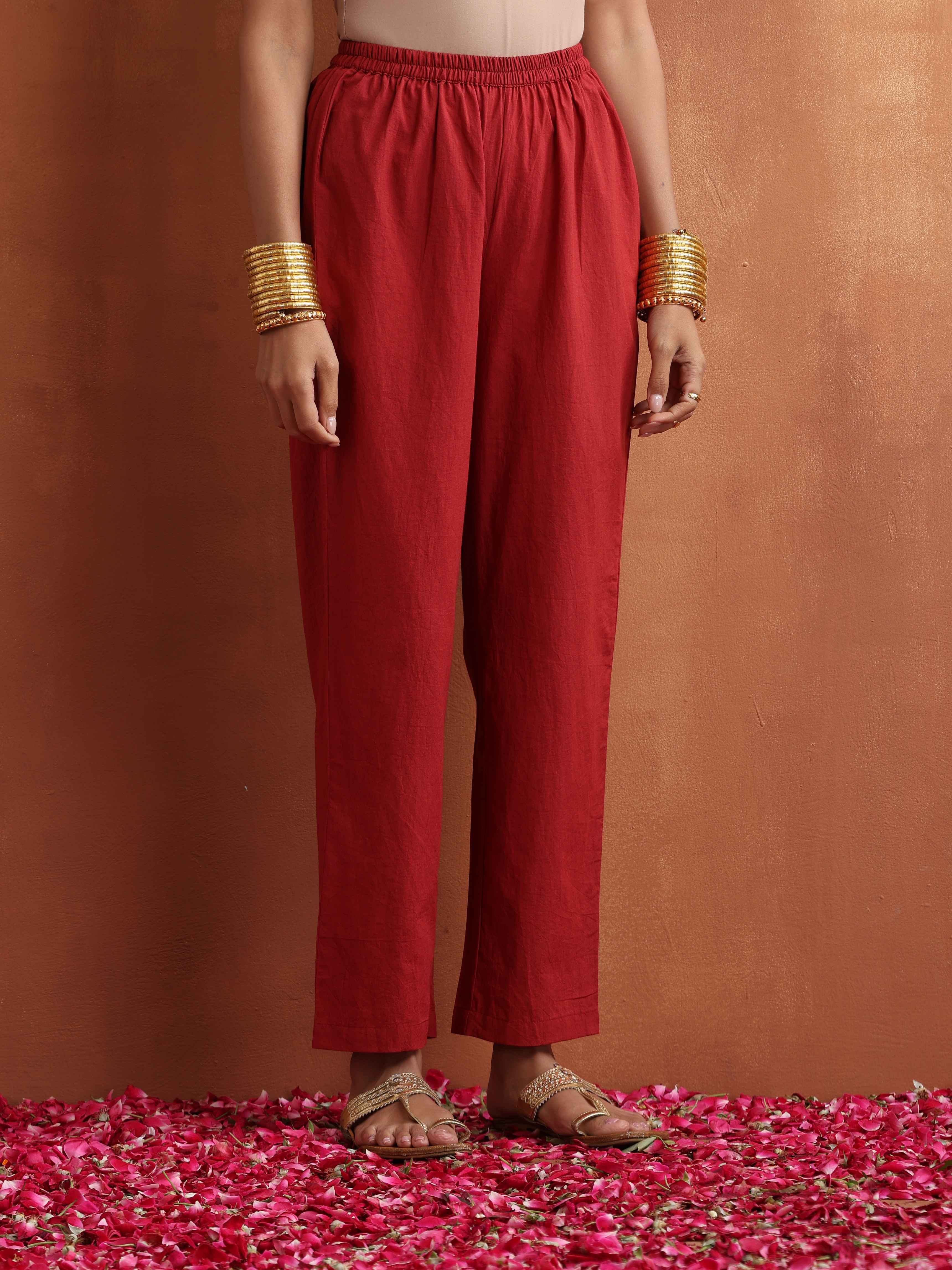trueBrowns Pink Abstract Print High Slit Kurta Set | Grocsy
