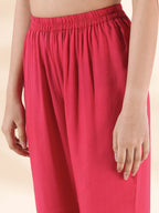 trueBrowns Carrot Viscose Dobby Flared Co-ord Set | Grocsy