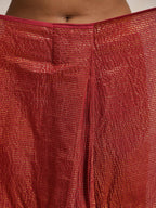 trueBrowns Maroon Gold Metallic Ready To Wear Plus Size Saree | Grocsy