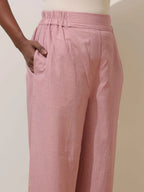 trueBrowns Pink Cotton Linen Co-Ord Set | Grocsy