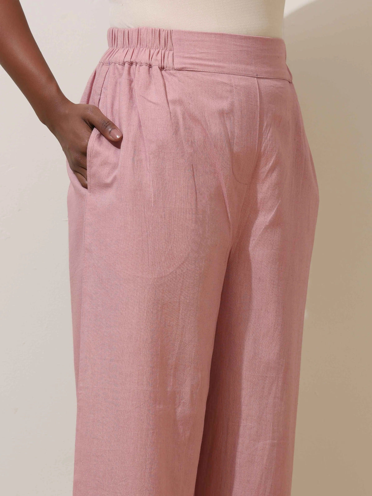 trueBrowns Pink Cotton Linen Co-Ord Set | Grocsy