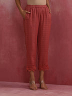 trueBrowns Peach High low Cotton Dobby Kurta Set | Grocsy