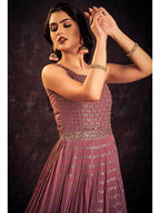 Myra Mauve Real Georgette Designer Gown Style Suit | Grocsy