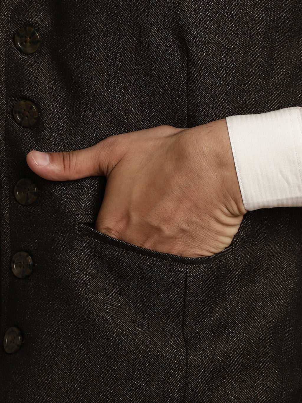 Even Apparels Men's Brown Wool Waistcoat with Notched Lapel | Grocsy