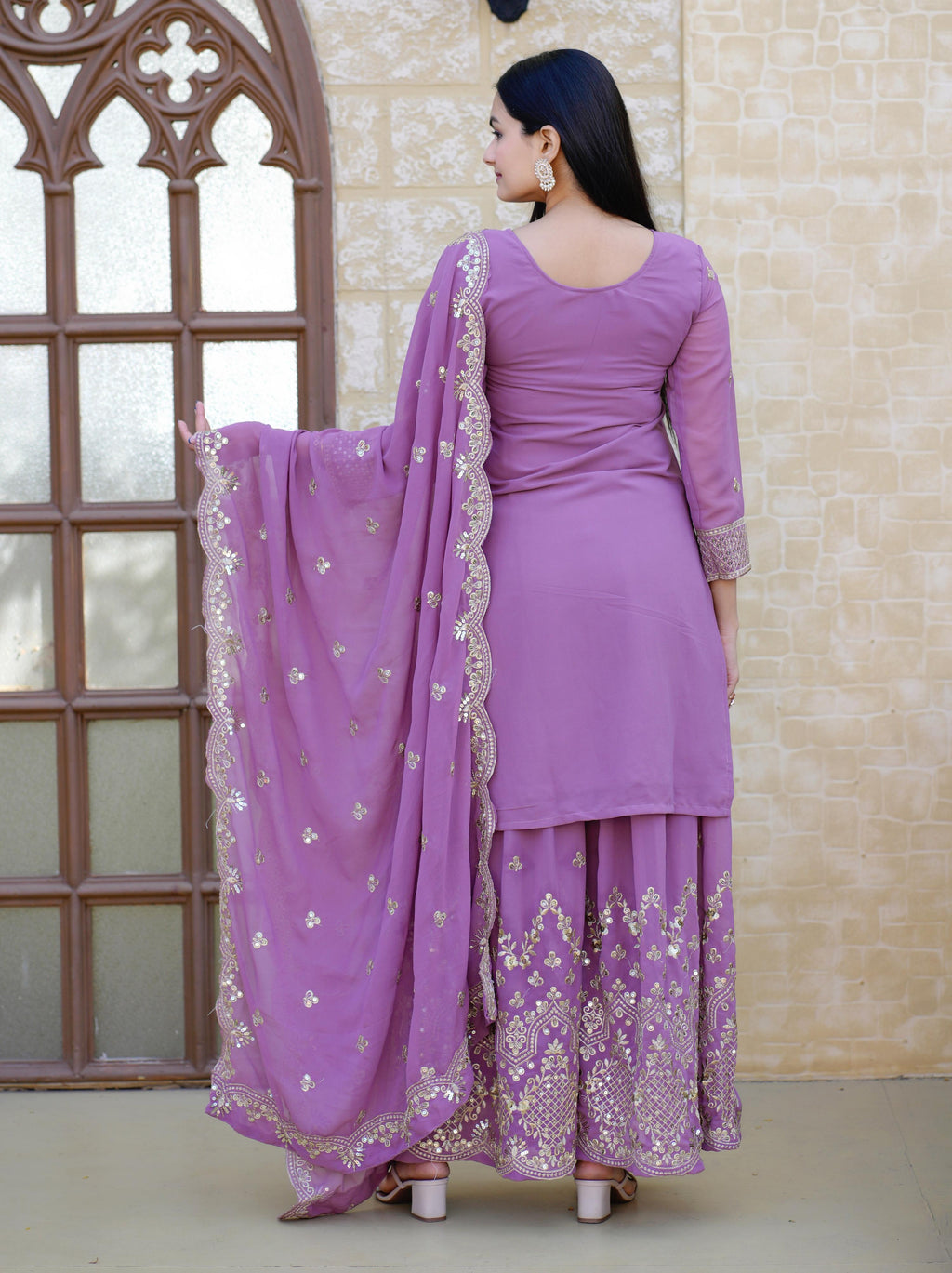 Yash Enterprise Elegent Georgette Embroidery Pink Readymade Salwar Suit | Grocsy