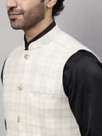 Even Apparels Men's Cream Pure Wool Nehru Jacket | Grocsy