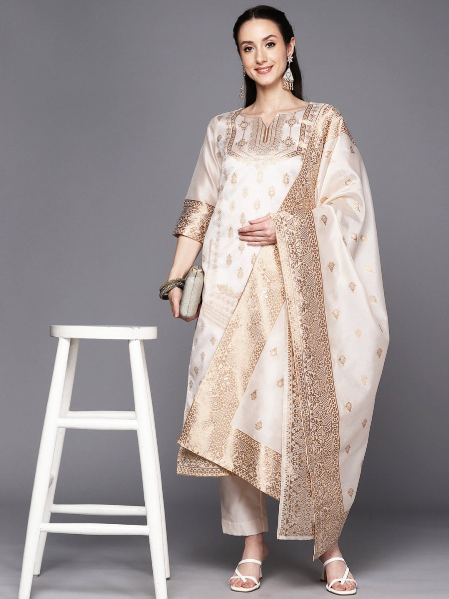 Ahalyaa Woven Design Ethnic Motifs Unstitched Dress Material | Grocsy