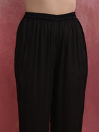 trueBrowns Black V Neck Kurta Co-ord Set | Grocsy