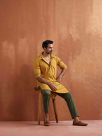 trueBrowns Men's Mustard Cotton Kurta | Grocsy