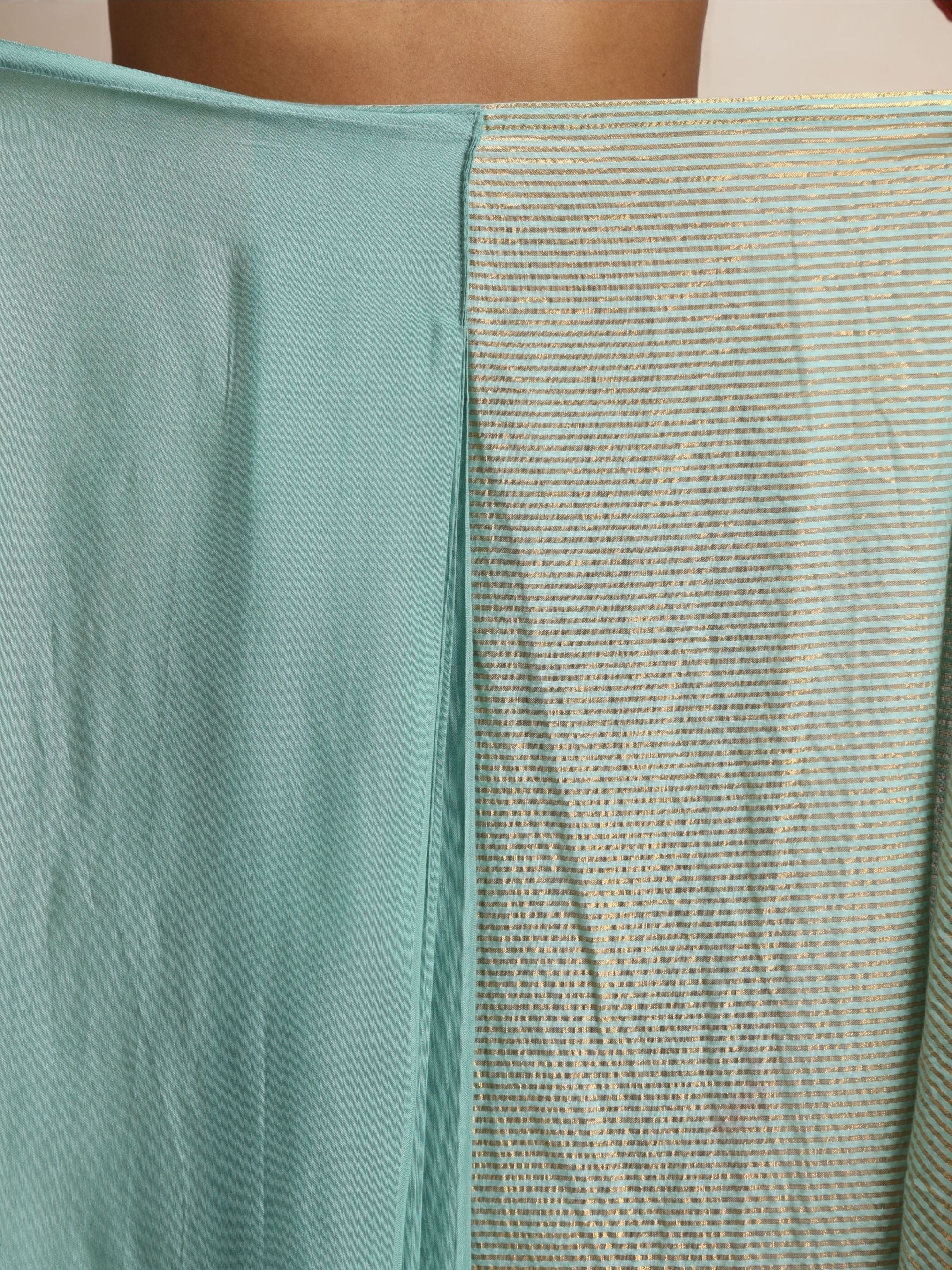 trueBrowns Blue Gold Lurex Ready To Wear Saree | Grocsy