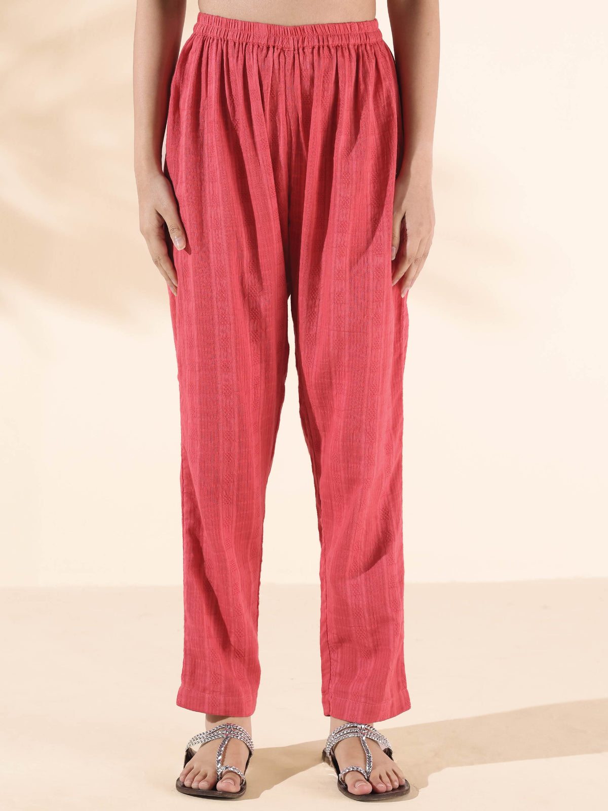 trueBrowns Pink Cotton Dobby Co-ord Set | Grocsy