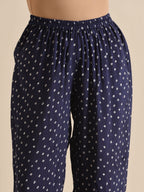 trueBrowns Blue Bandhani Silk Printed Boxy Fit Co-Ord Set | Grocsy
