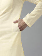 Fabmade Men Cream Cotton Linen Kurta | Grocsy