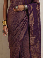 trueBrowns Purple Gold Lurex Ready To Wear Saree | Grocsy