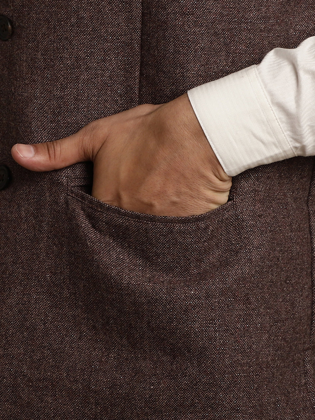 Even Apparels Men's Brown Mandarin Collar Waistcoat | Grocsy