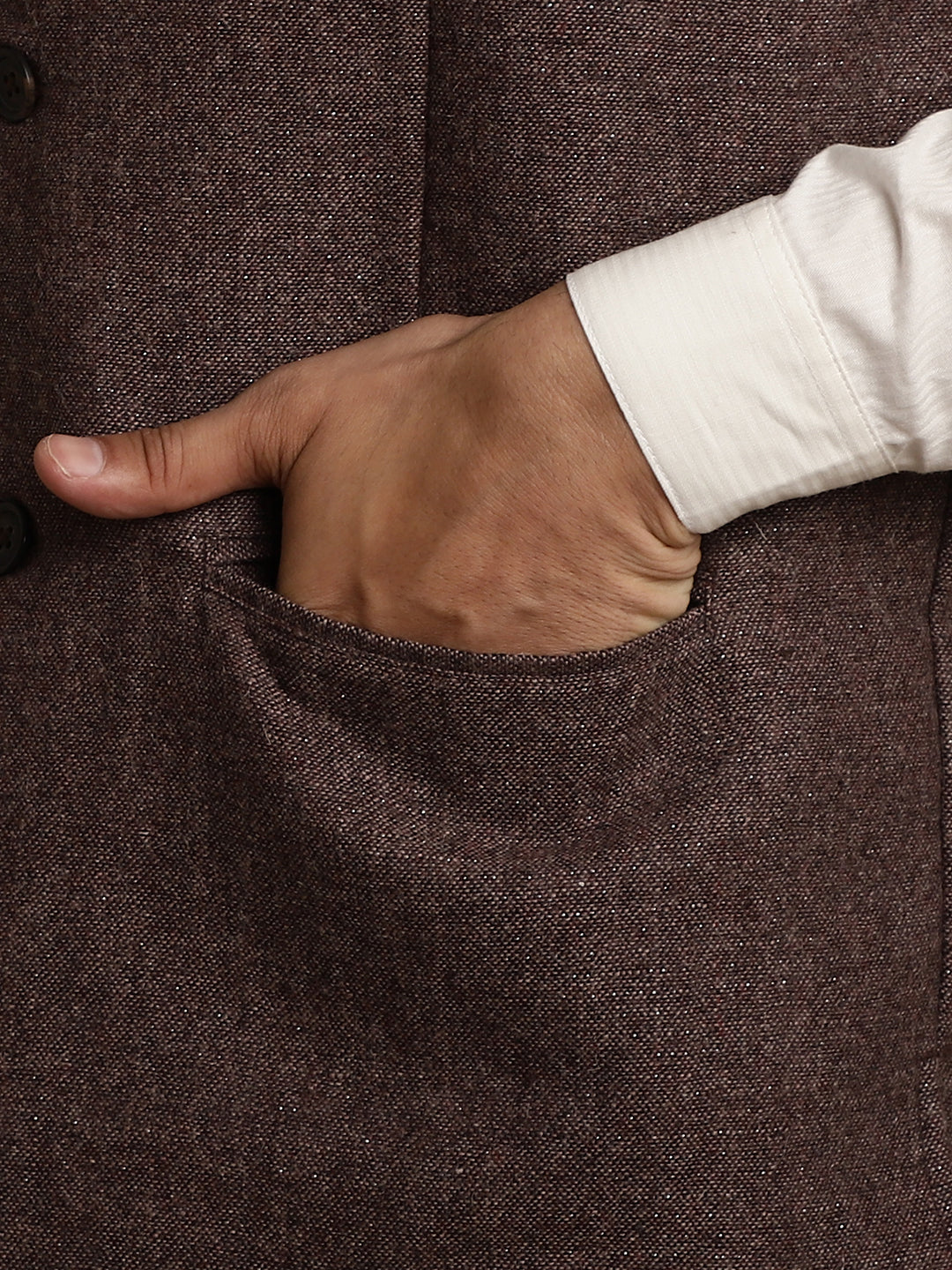 Even Apparels Men's Brown Mandarin Collar Waistcoat | Grocsy