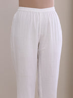 trueBrowns White Dobby Boxy Fit High Low Co-Ord Set | Grocsy